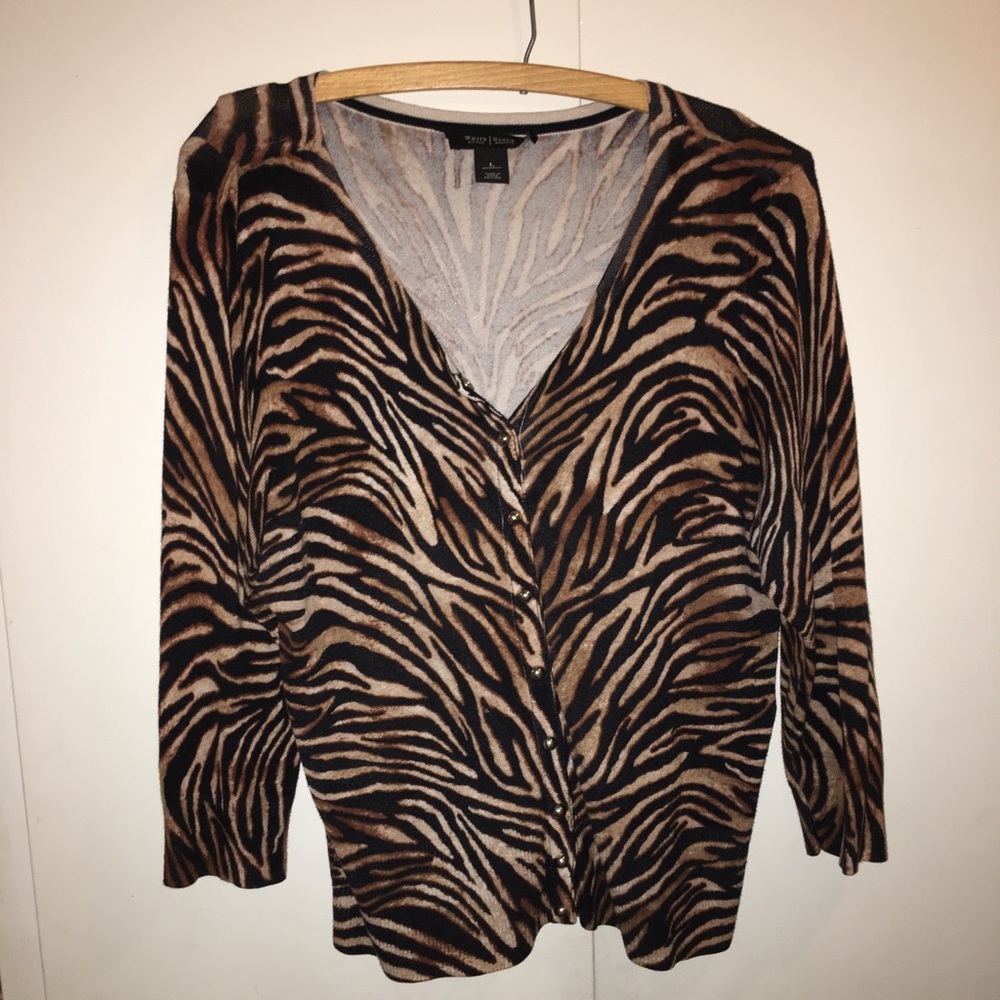 White House Black Market Tiger Striped Cardigan